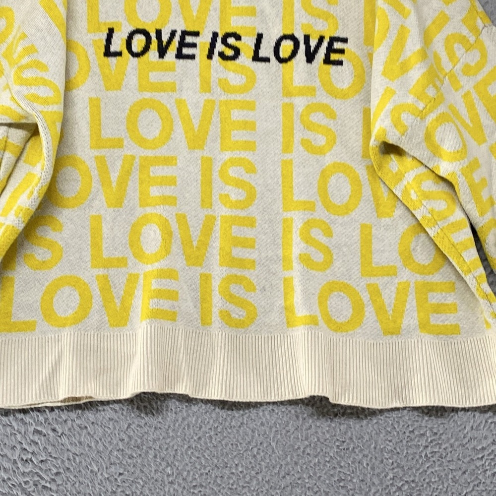 Spiritual Gangster Sweater Womens Large Yellow Love Is Love Graphic Cashmere - Picture 4 of 13